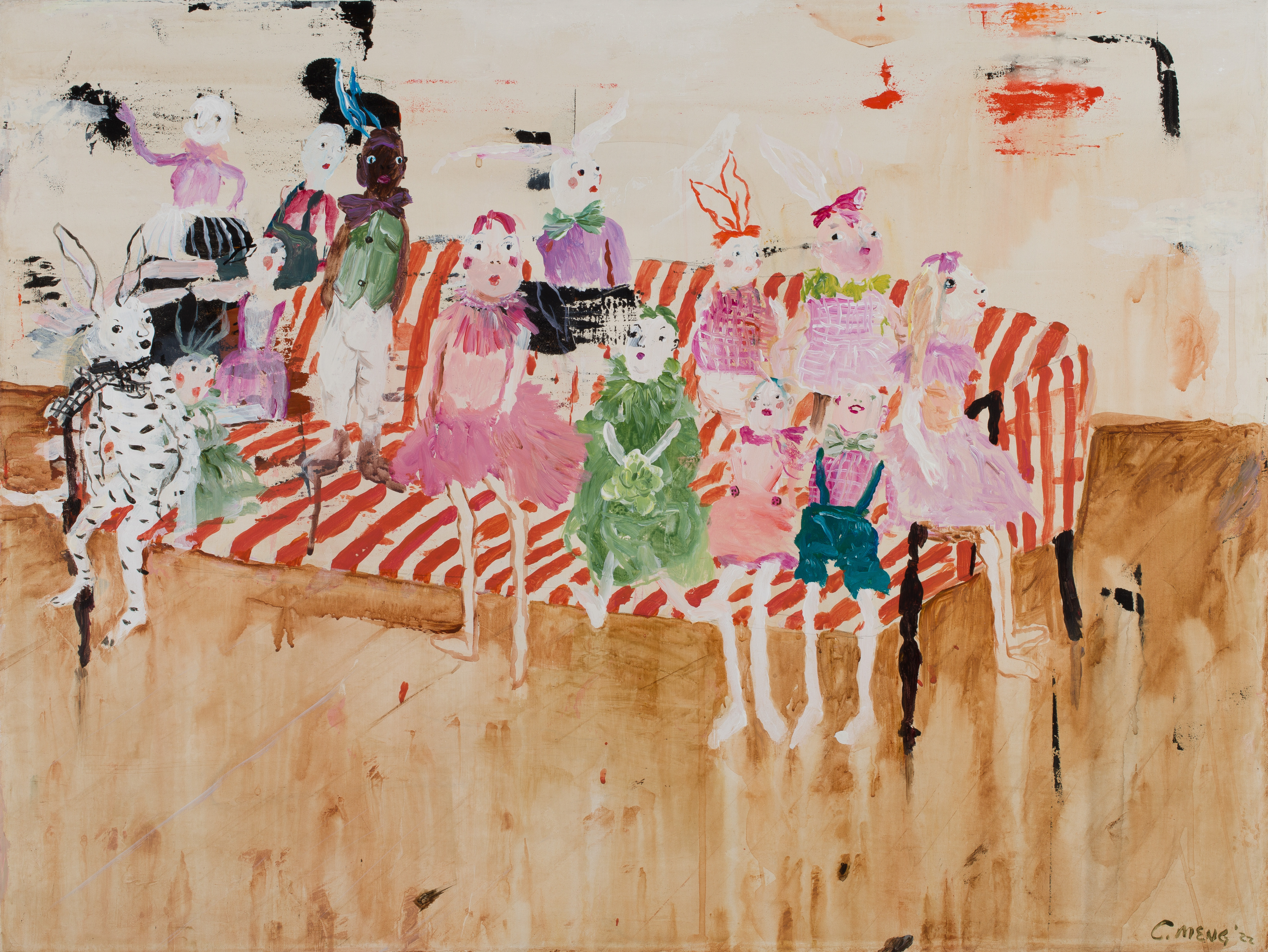 The Red Stripe Couch C Meng | Buy Art Online | PLATFORM